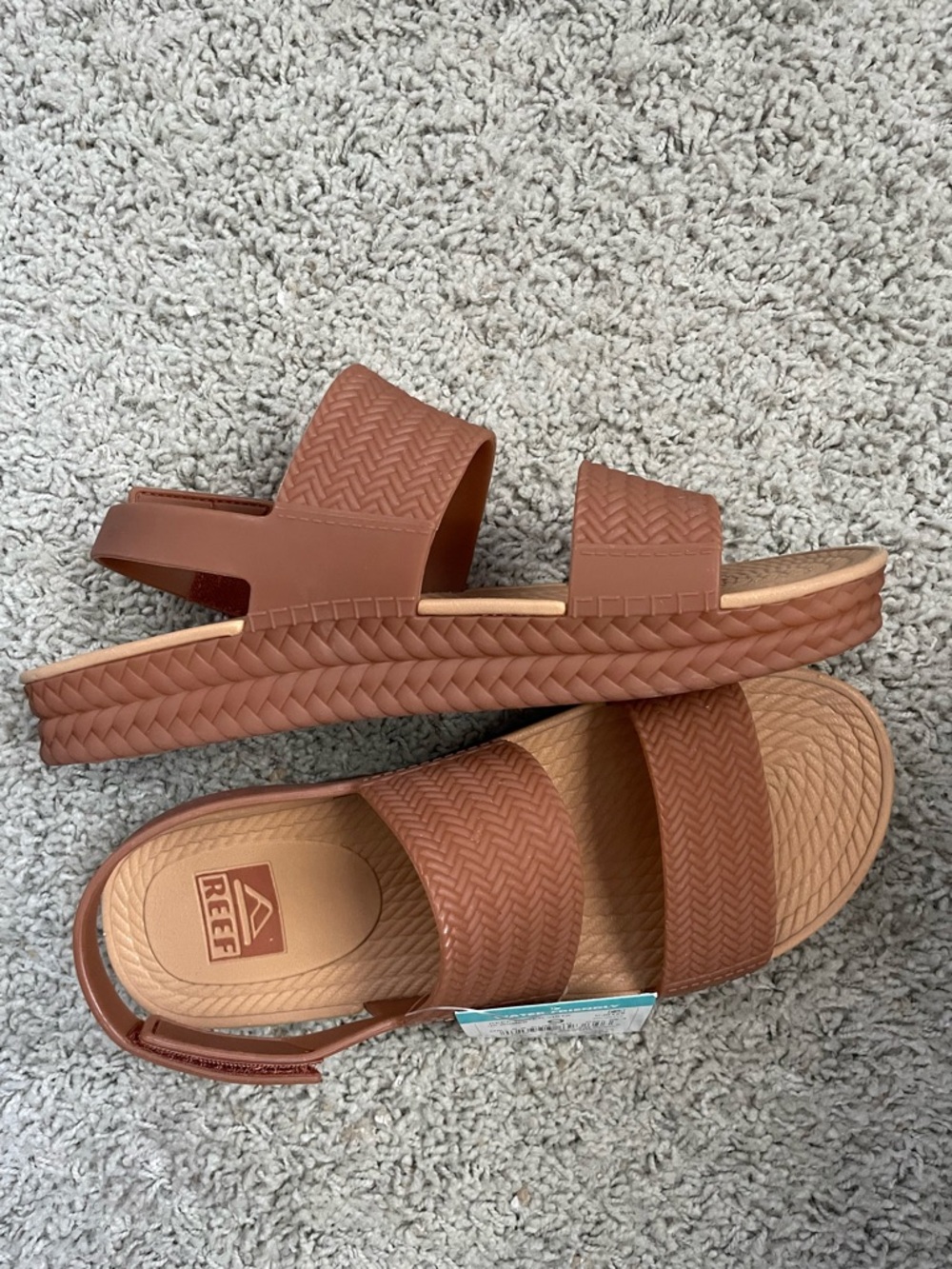 Reef Vista Platform Rubber Sandals NWT Size 9 Tan Woven Sole Boho Summer - Picture 6 of 10